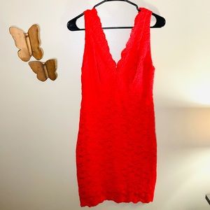 Red lace dress